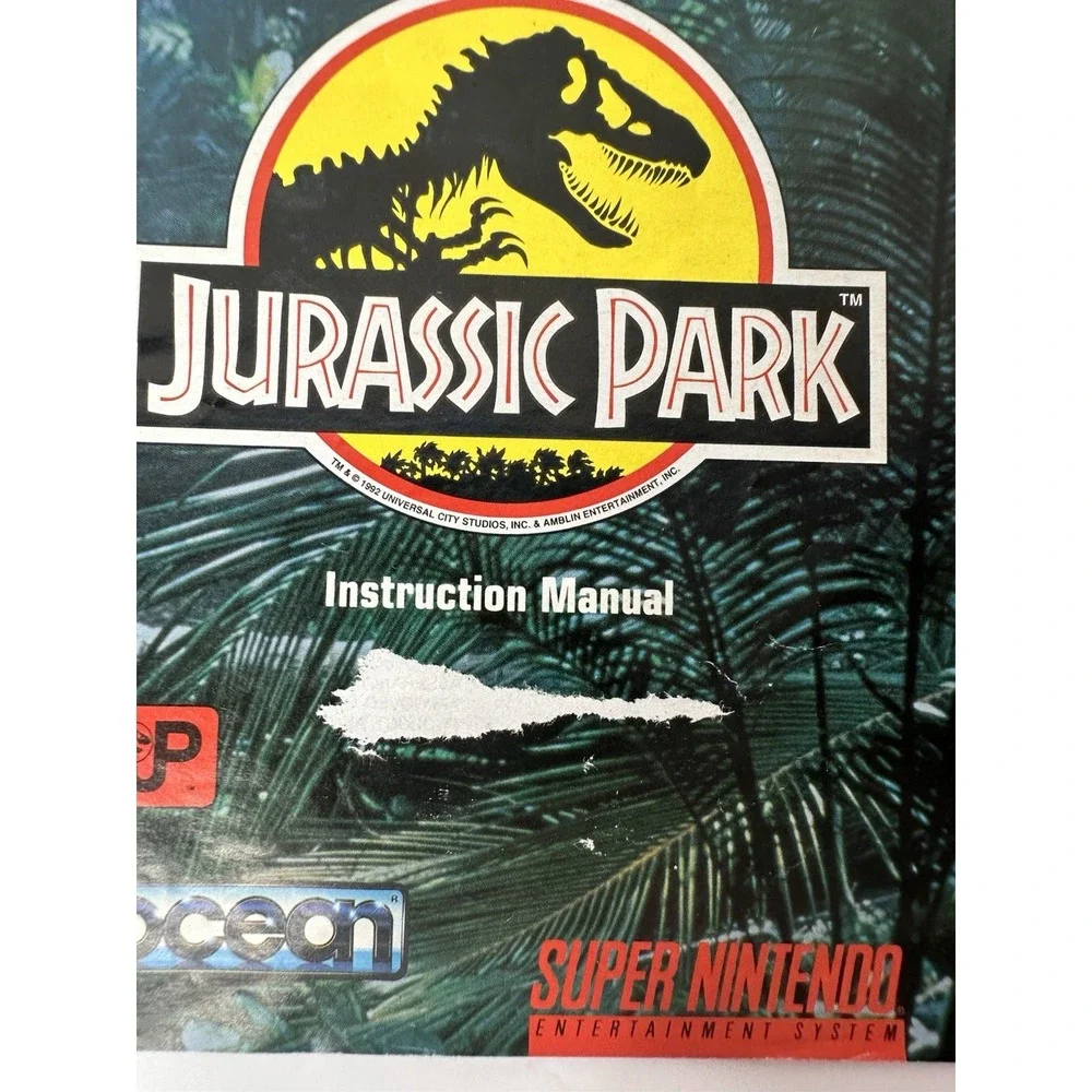 Jurassic Park Super Nintendo SNES Manual Instruction Booklet Only SNS-J8-USA